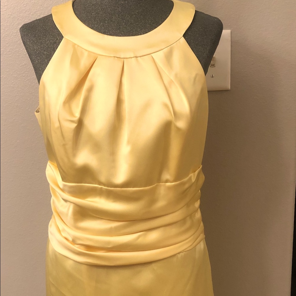 Satin soft yellow dress